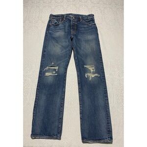 Levi's 501 Jeans Men's 33×31 Button Fly Distressed Blue Denim